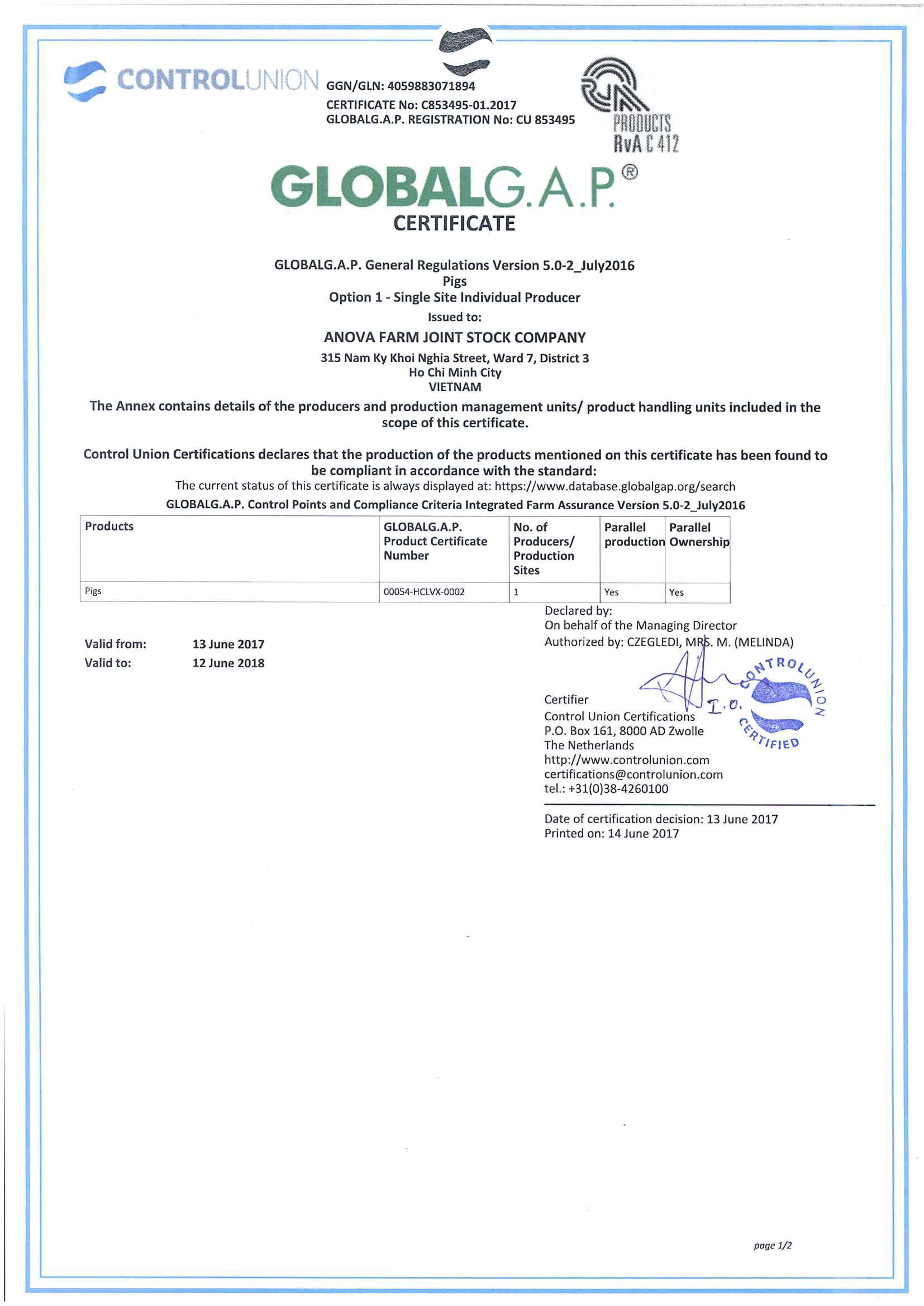 GlobalG.A.P Certificate