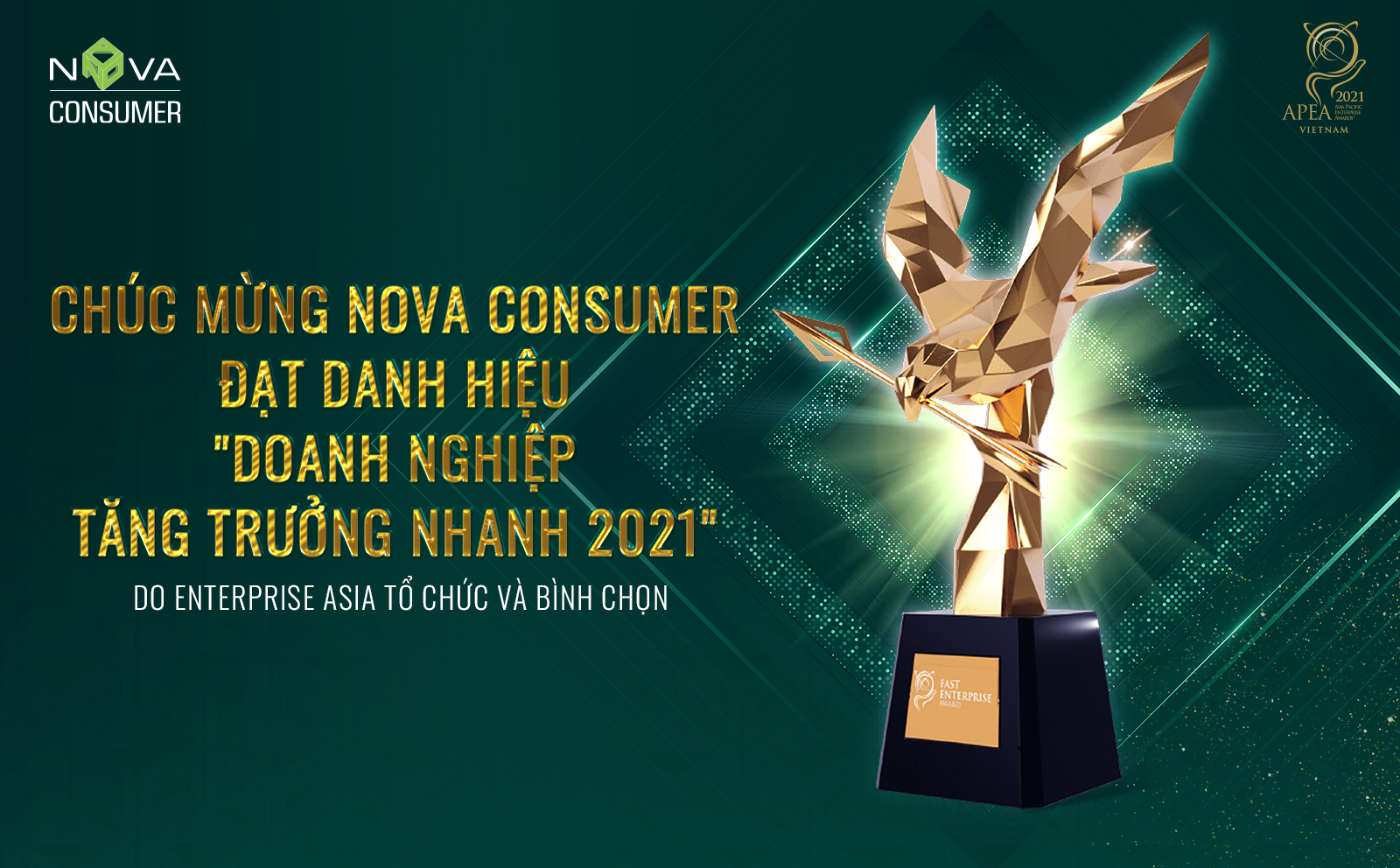 Nova Consumer được Enterprise Asia vinh danh là một trong những “Doanh nghiệp tăng trưởng nhanh 2021”